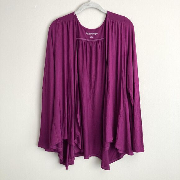 Soft Surroundings Womens Purple Open Front Top Size Large Drapey Viscose Stretch - Picture 1 of 9